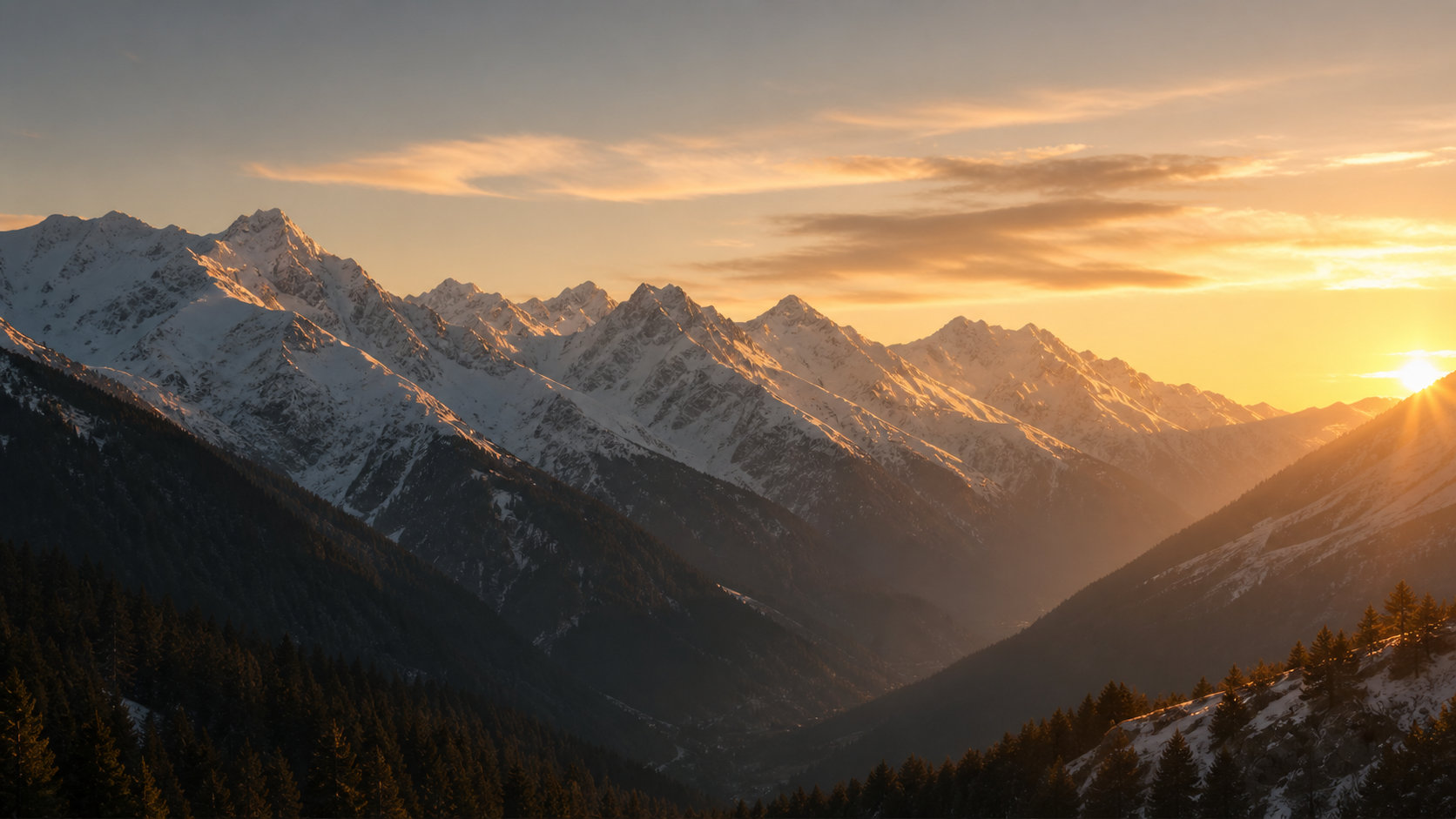 Montagnes de Savoie au coucher du soleil